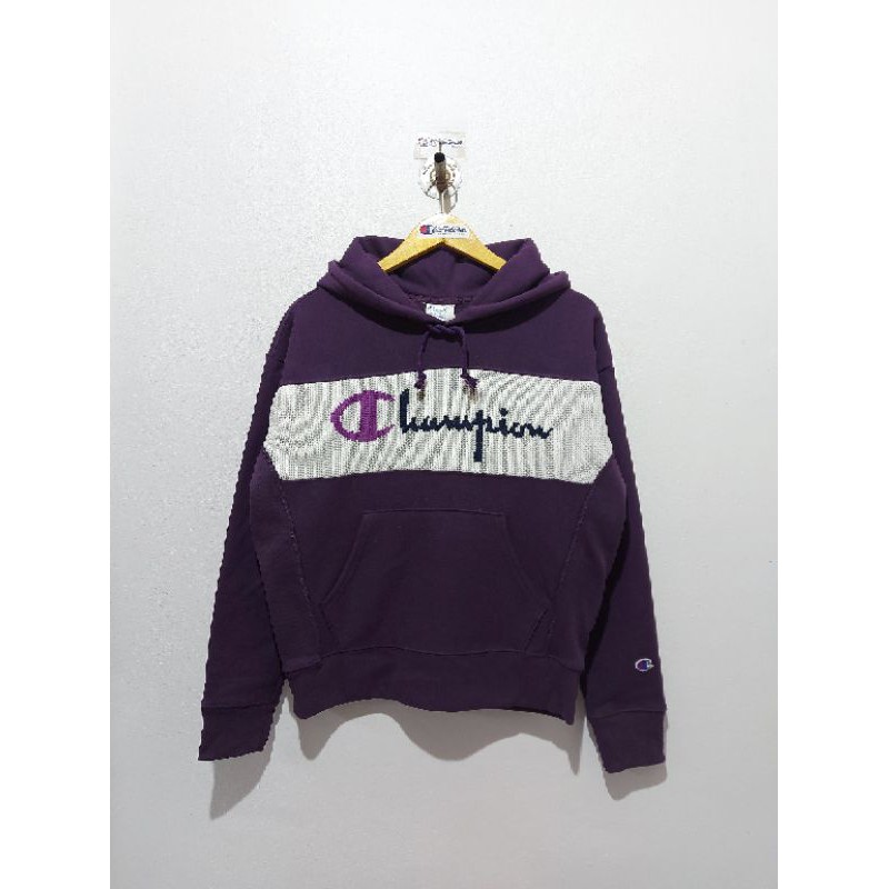 HOODIE CHAMPION REVERSE WEAVE WITH SWEATER TRIM PURPLE