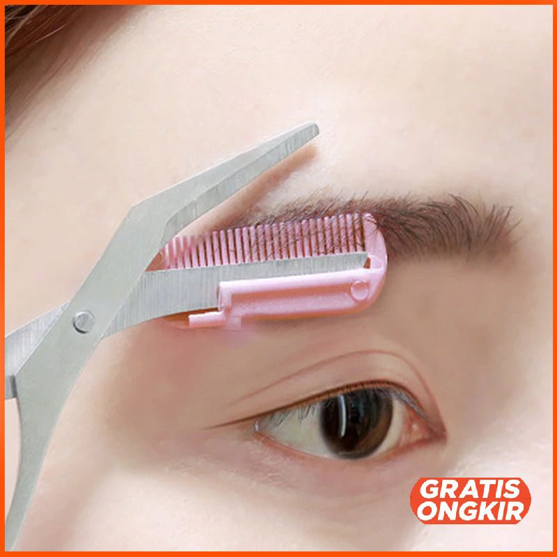 Gunting Cukur Alis Mata Eyebrow Trimmer Scissor Comb XIU1