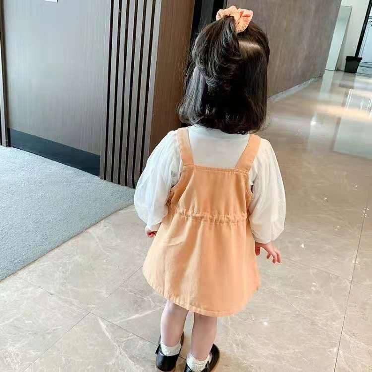 Dress Overall Anak Perempuan Kaos Panjang Renda Import Korea Style 2-6 Tahun Anak Cewek-3
