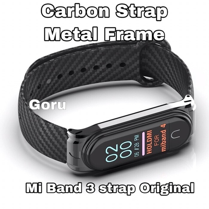 xiaomi mi band 3 4  strap carbon metal tali jam wristband m3 m4 original