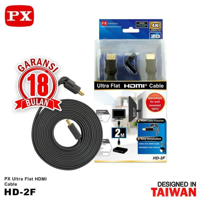 PX Kabel HDMI 2Meter Flat Ultra HD-2F