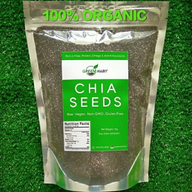 

1 KG Green Habit Organic Black Chia Seed Mexico - 100% Natural (High Grade Seeds)