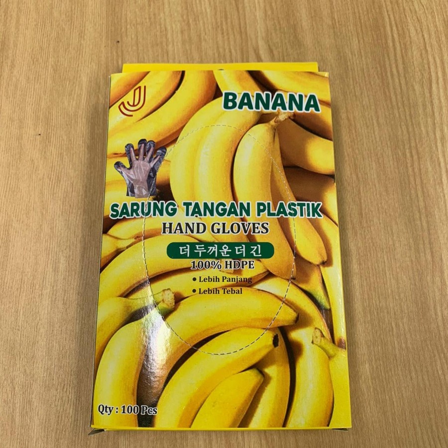 promo Sarung Tangan Plastik Banana 100% HDPE Food Grade 1 kotak 100pcs