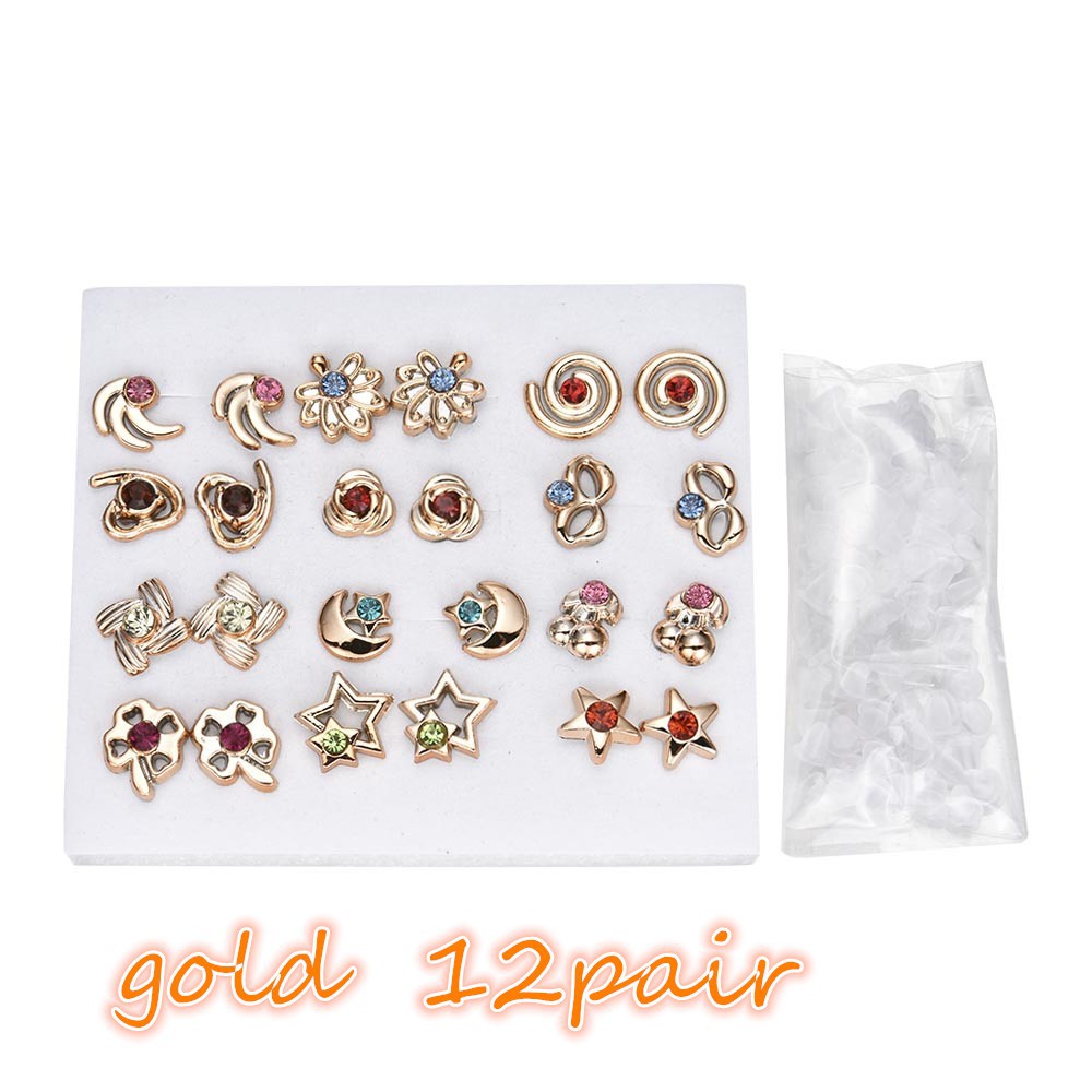 ANTING CUTIE 12 / 36pasang Anting Tusuk Mini Wanita Model Simple Elegan Diamante