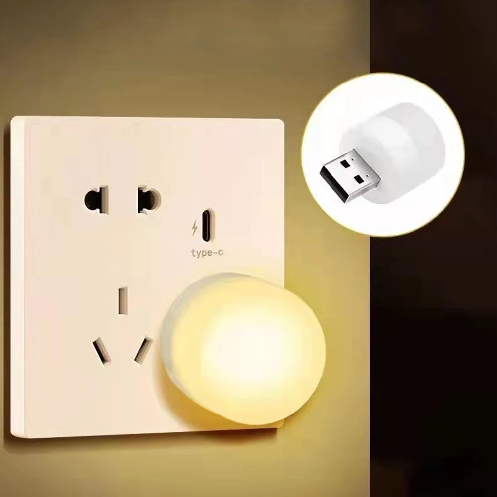 Lampu Malam Led USB Plug Power Charging Portable Proteksi Anak Untuk Baca Buku / Komputer / Kamar Tidur