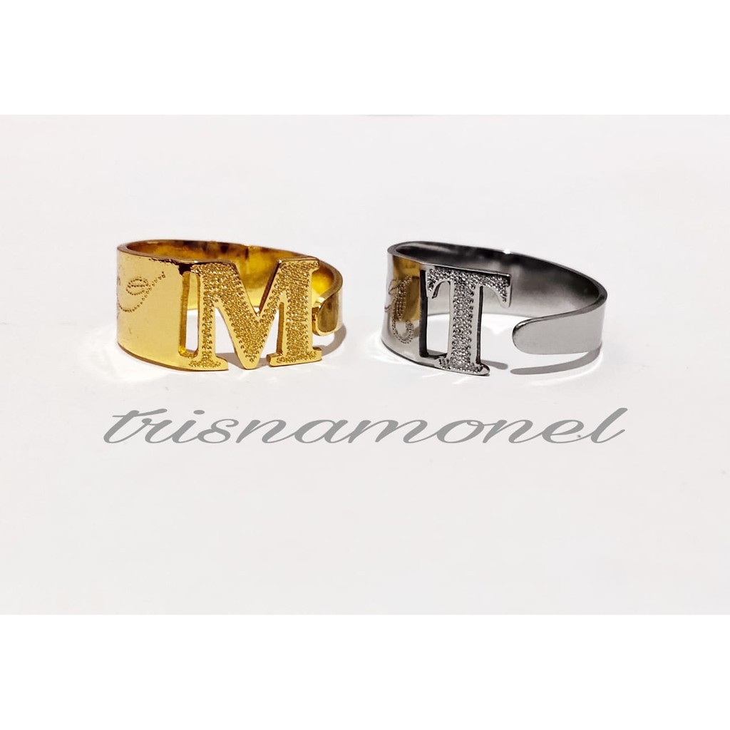 CINCIN CUSTOM HURUF BAHAN SILVER DAN KUNINGAN LAPIS EMAS