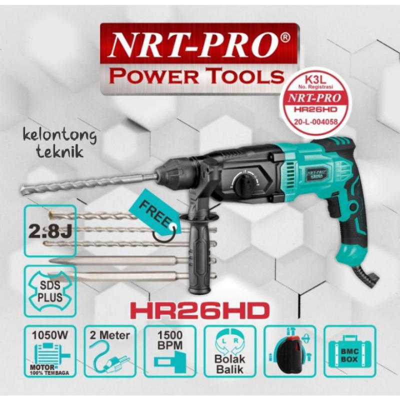 Mesin Rotary hammer drill /Bor Hammer drill NRT HR-26HD
