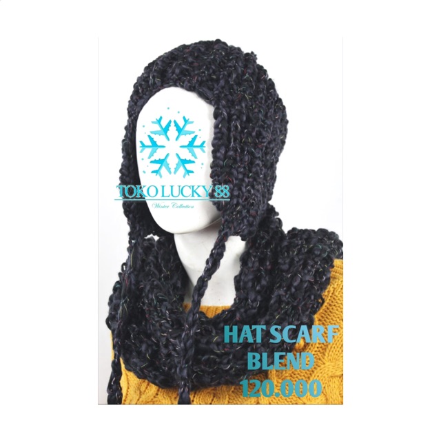 Topi Syal Rajut Wool Winter Hat scarf Blend