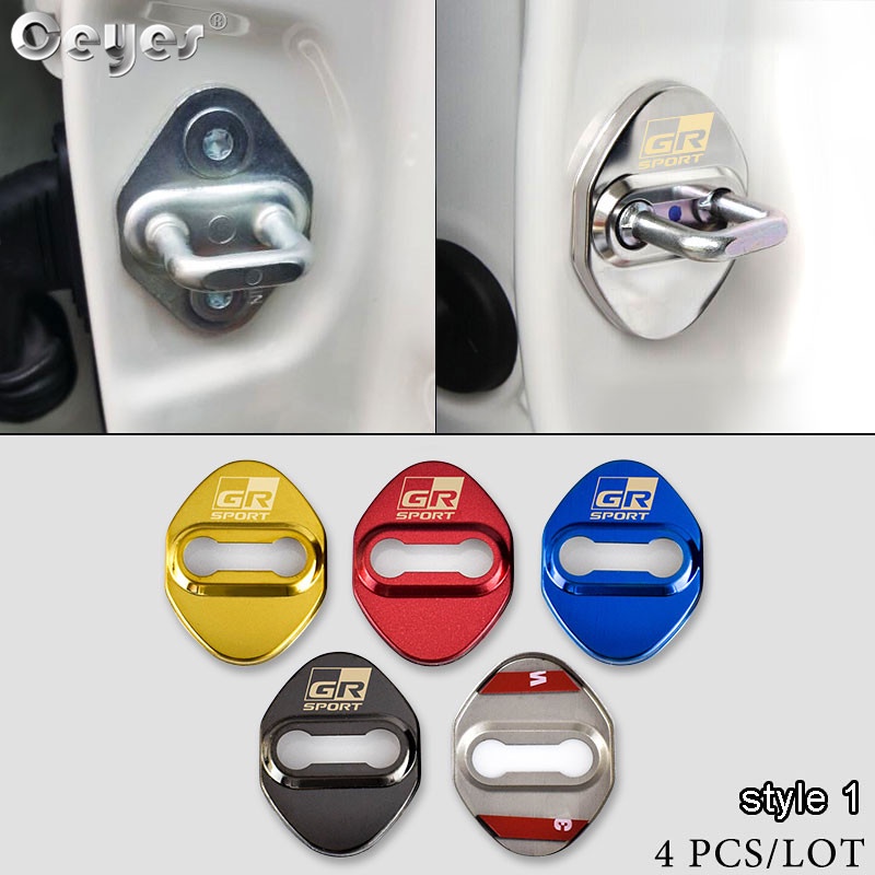 4pcs Cover Kunci Pintu Mobil Bahan Stainless Untuk Toyota GR Sport Vios Avanza Wish Corolla C-HR C HR Avanza Yaris Rush