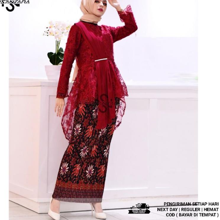 Terbaru.. Kebaya Akad Nikah Modern Aurora Selendang Kebaya Wanita Modern Aurora Selendang Set Setela