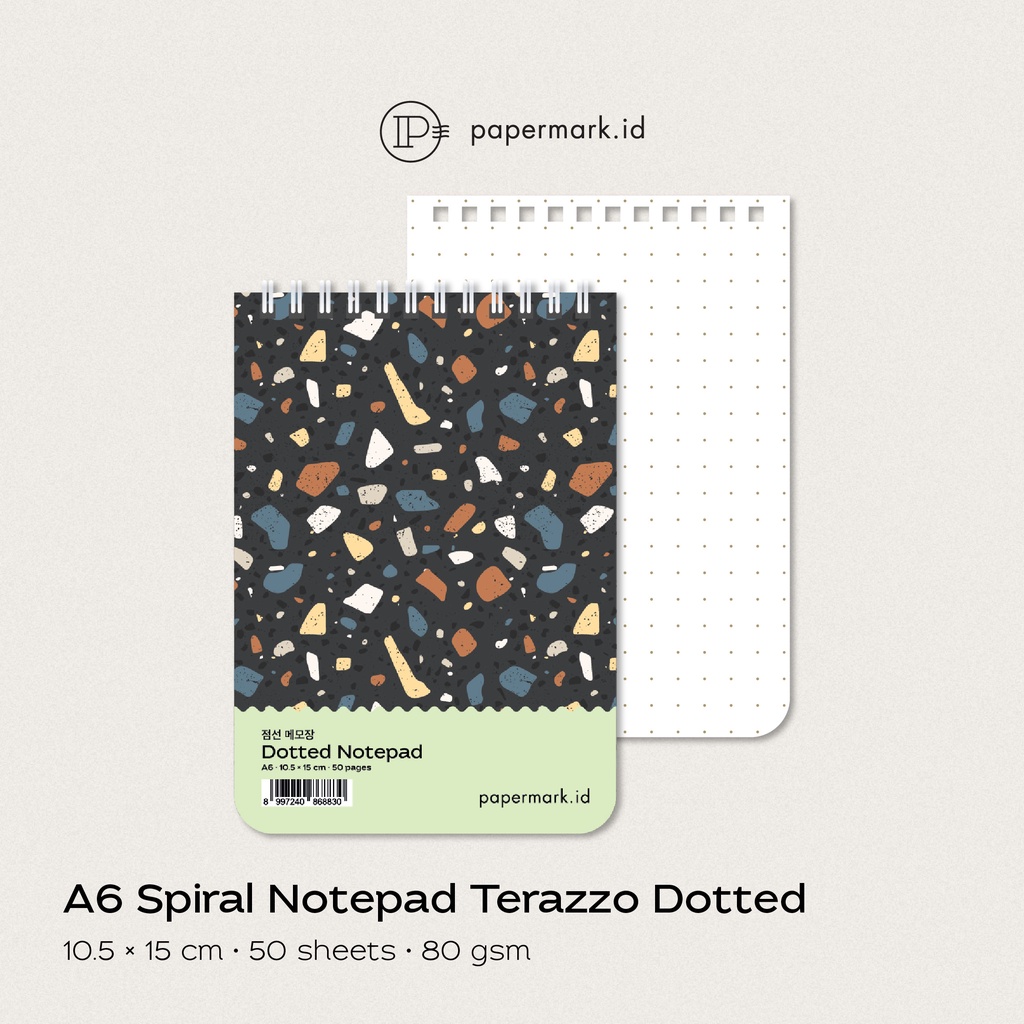 

Papermark - A6 Spiral Notepad Terazzo Dotted