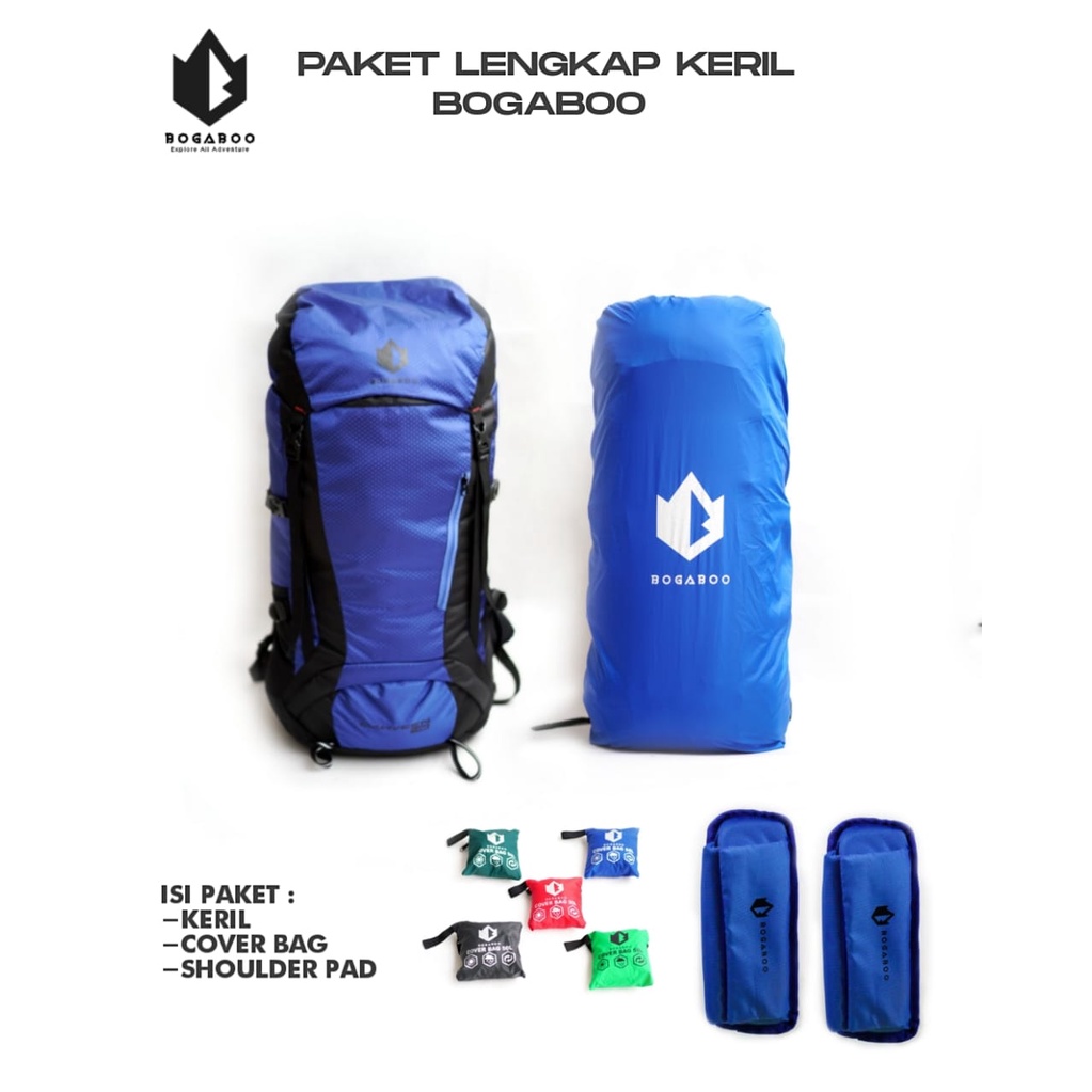 Paket Tas Gunung Tas Keril MAHVEN 45L + Cover Bag Bogabo 60 - Keril + Coverbag + ShoulderPad