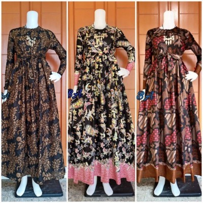 Ms Gamis Batik Sriwedari Maxi Bumil/busui Katun Sogan Allsize & Jumbo