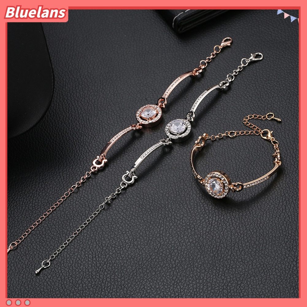 Gelang Bangle Cubic Zirconia Bentuk Bulat Adjustable Untuk Wanita