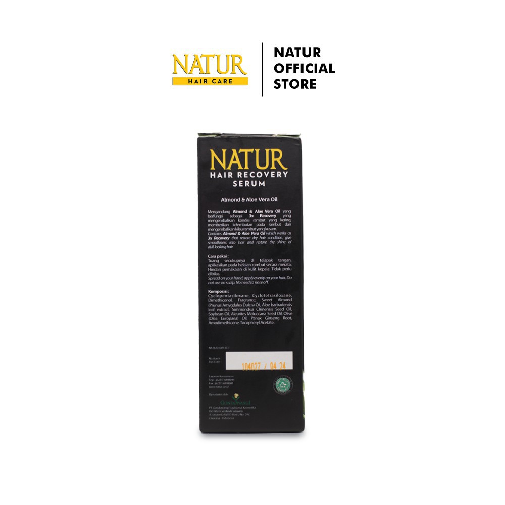 Natur Hair Recovery Serum Almond &amp; Aloe Vera Rambut Kusam