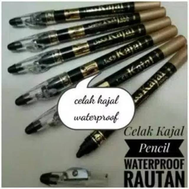 

celak kajal pensil hitam waterproof asli impor saudi plus rautan