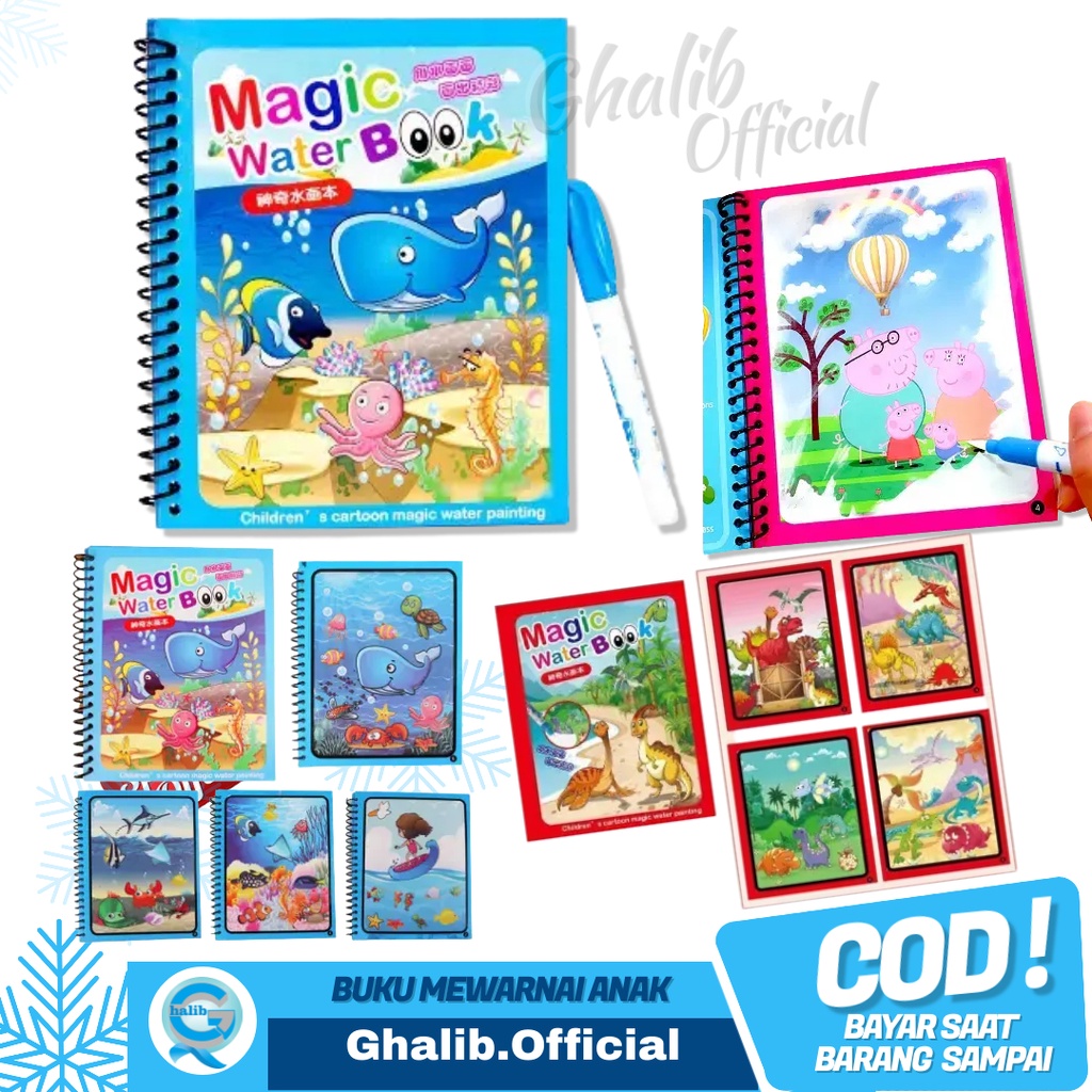 

Buku Mewarnai Anak Magic Water Book Drawing Pena Air Edukasi Menggambar Ajaib Anak Usia Dini TK PAUD