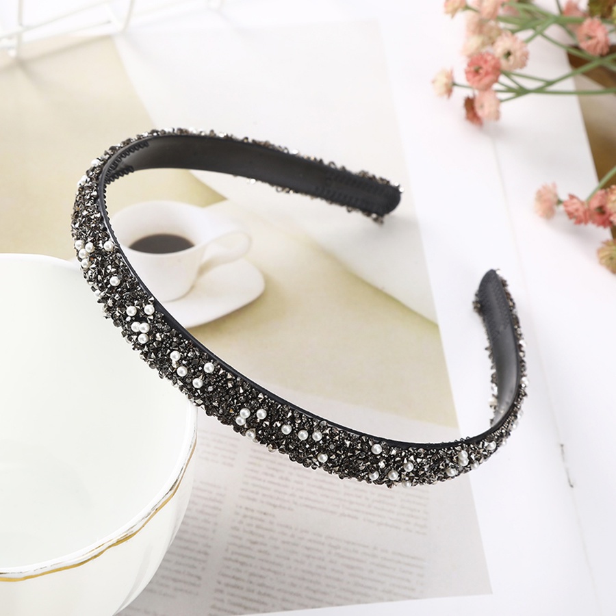 Korean Pearl Rhinestone ThinHeadband Crystal Plastic Hair Band For Woman Hair Accessories