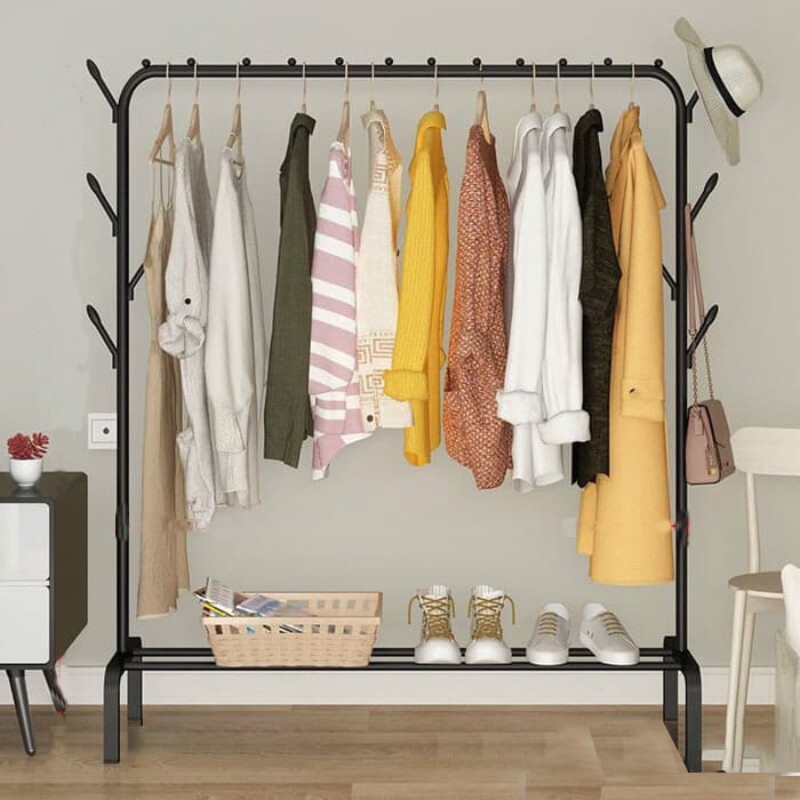 Stand Hanger Gawang Besi Kuat Putih Hitam Butik Display Gawangan Gantungan Baju BESI KOKOH Stand Cloth Double Rack Gawang Baju Stand Cloth Hanger Double Gantungan Baju Stand Hanger Gawang Double Rack BISA COD