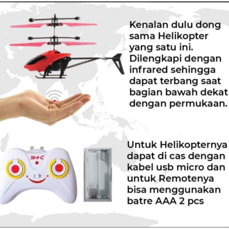 Mainan Anak Helikopter RC Sensor Tangan Pesawat Terbang Remote Control