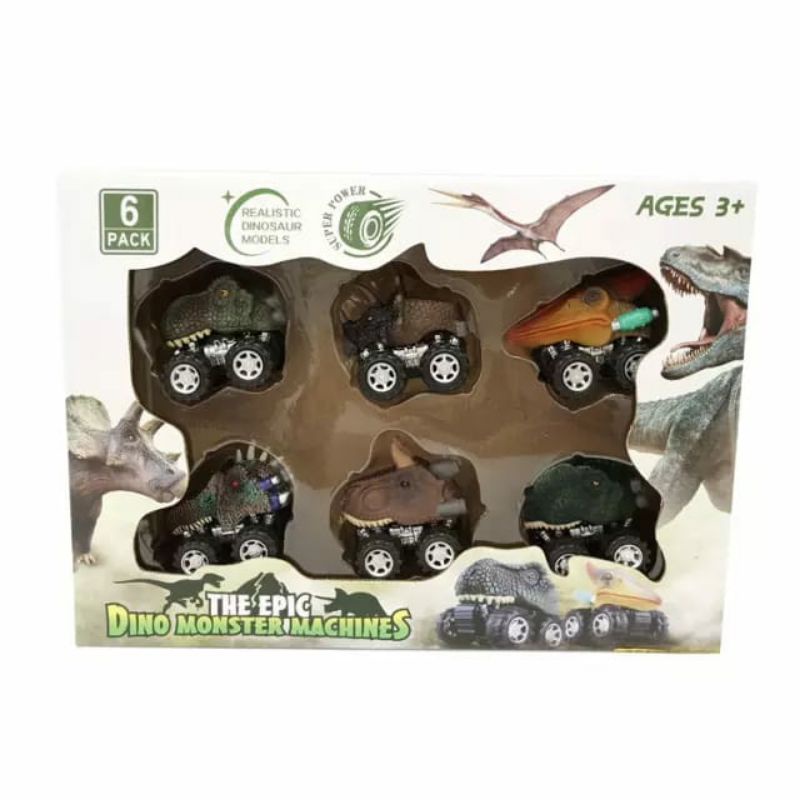 Mainan Mobil Dinosaurus Cars 6pcs Kado Paket Mobil Dino Toys Car Pull Back Hadiah Ultah