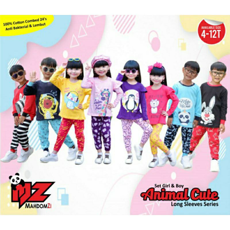 Set Baju Kaos Anak 4-11 thn Premium Pajamas Longsleeve Boy and Girls Mahdomzi