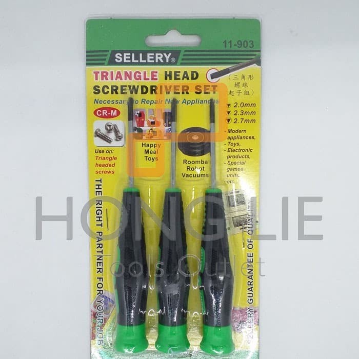 Sellery Obeng Segitiga / Triangle Screwdriver Set 3 Pcs