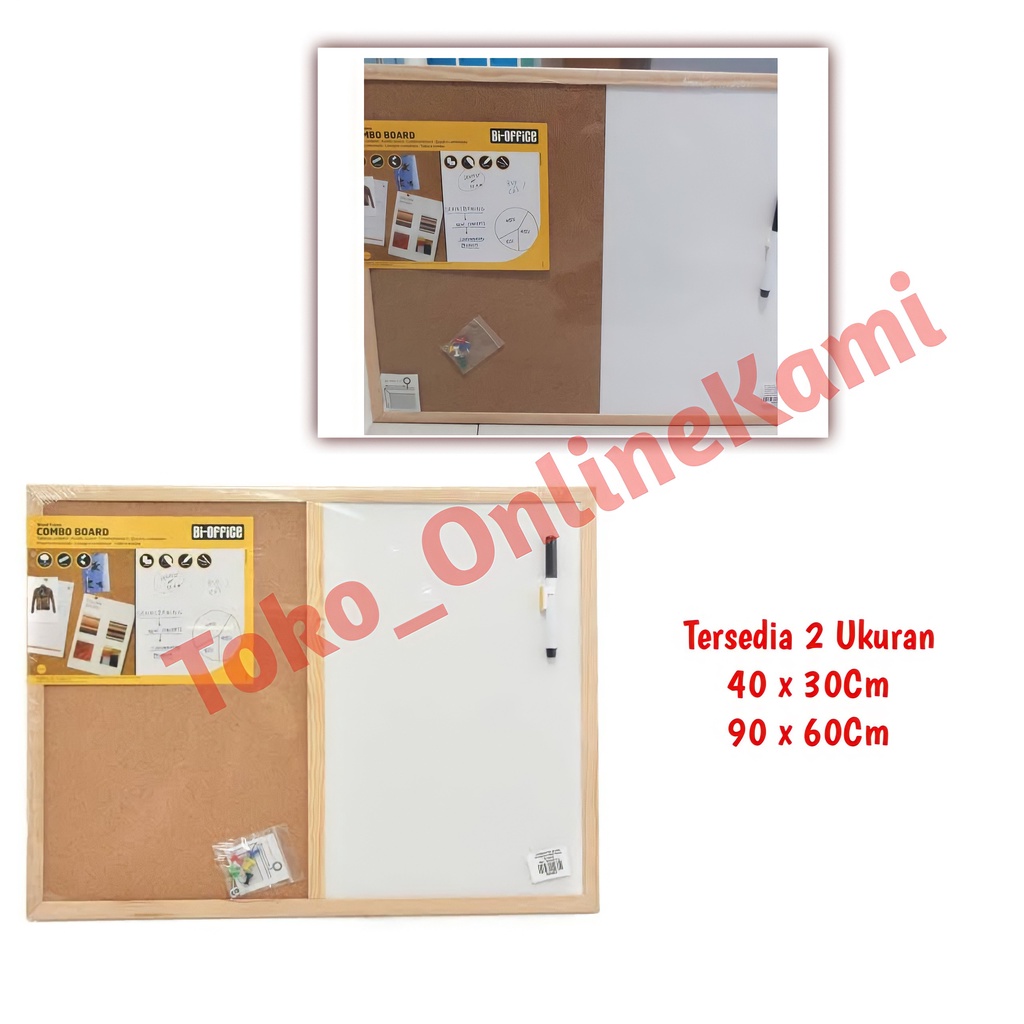 Papan Kombinasi Gabus dan Whitebord / Cork Board 40 x 30 Dan 90 x 60Cm