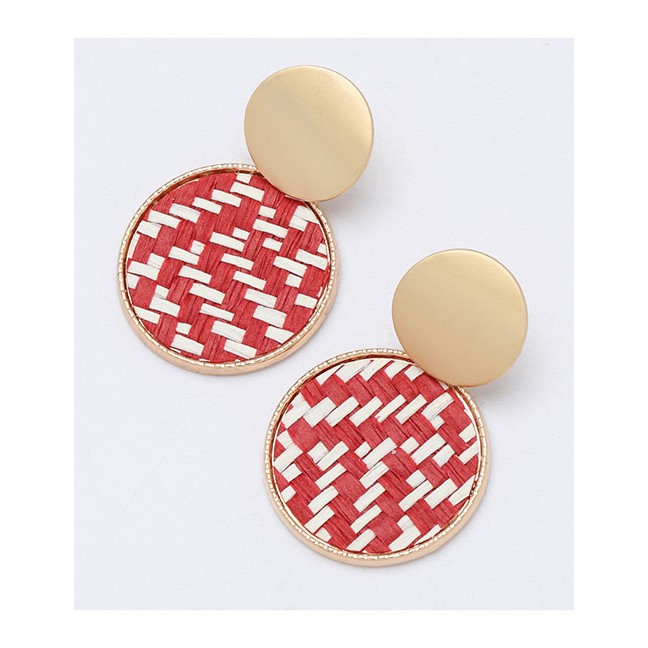 LRC Anting Tusuk Fashion Multilayer Round Alloy Rattan Braided Earrings D92194