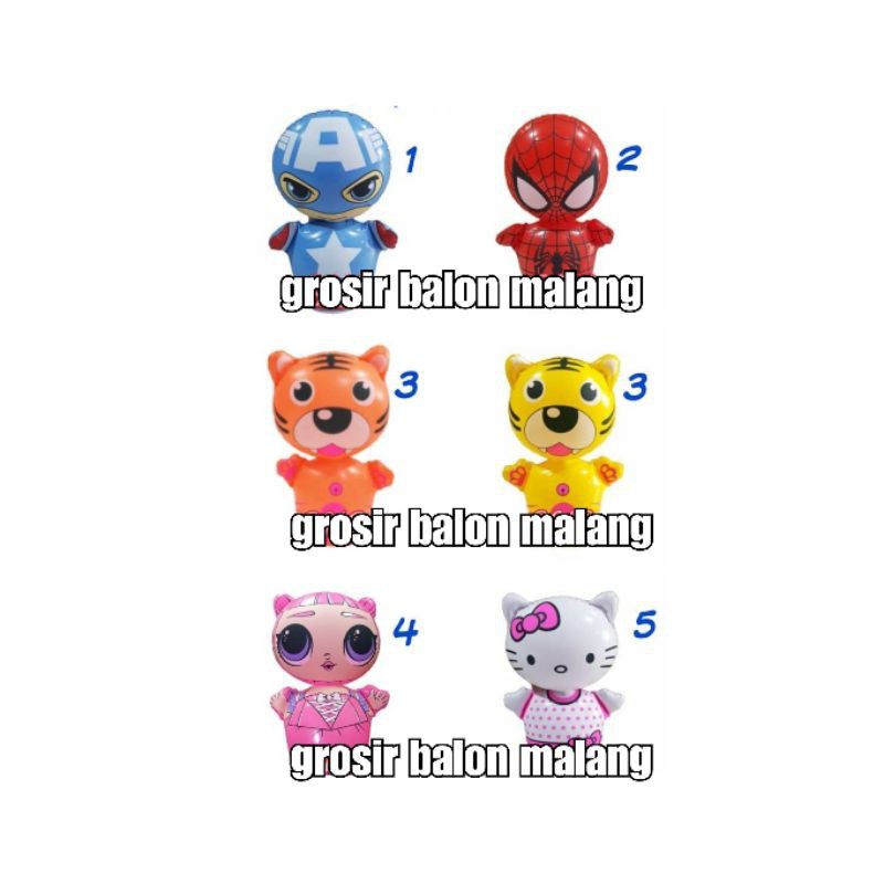 balon tinju pasir pvc mainan boneka karet spiderman captain america kitty lol macan mini