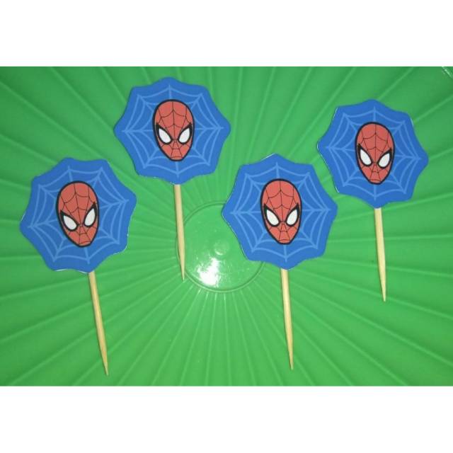 

topper spiderman hiasan kue spidermen