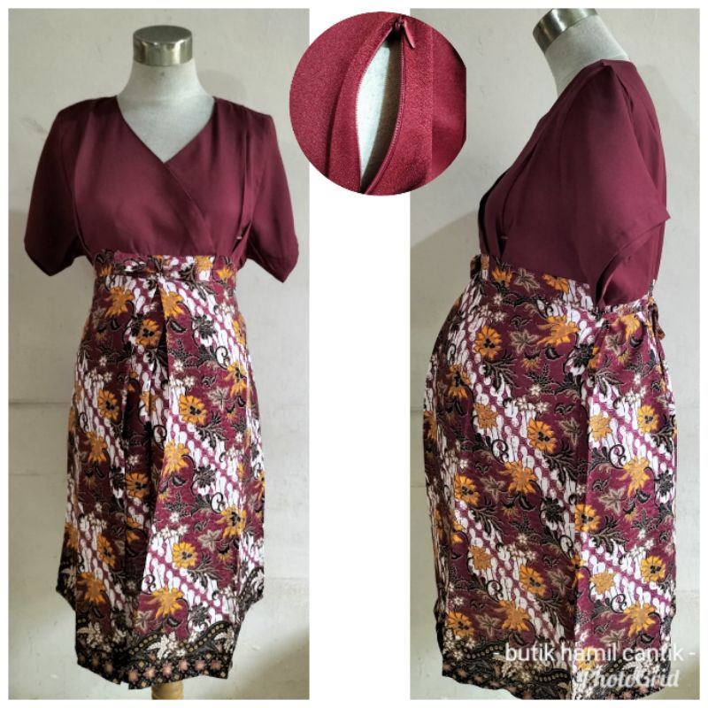 Baju dress katun hamil menyusui katun batik kantor kerja kode 8099