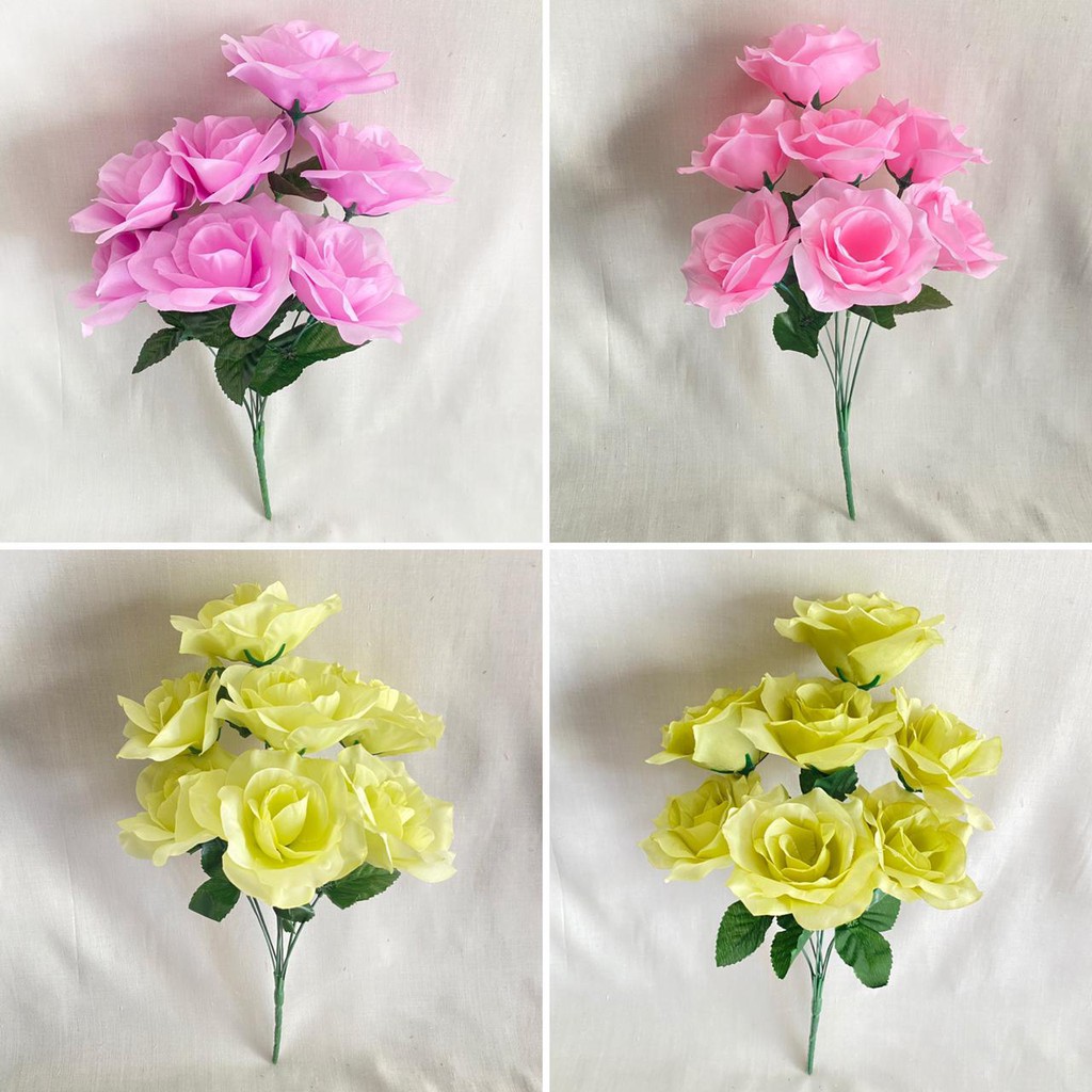 Bunga Mawar Rose Dekor X7 (satuan) Bunga Artificial / Bunga Plastik / Bunga Dekorasi / Pernikahan-3