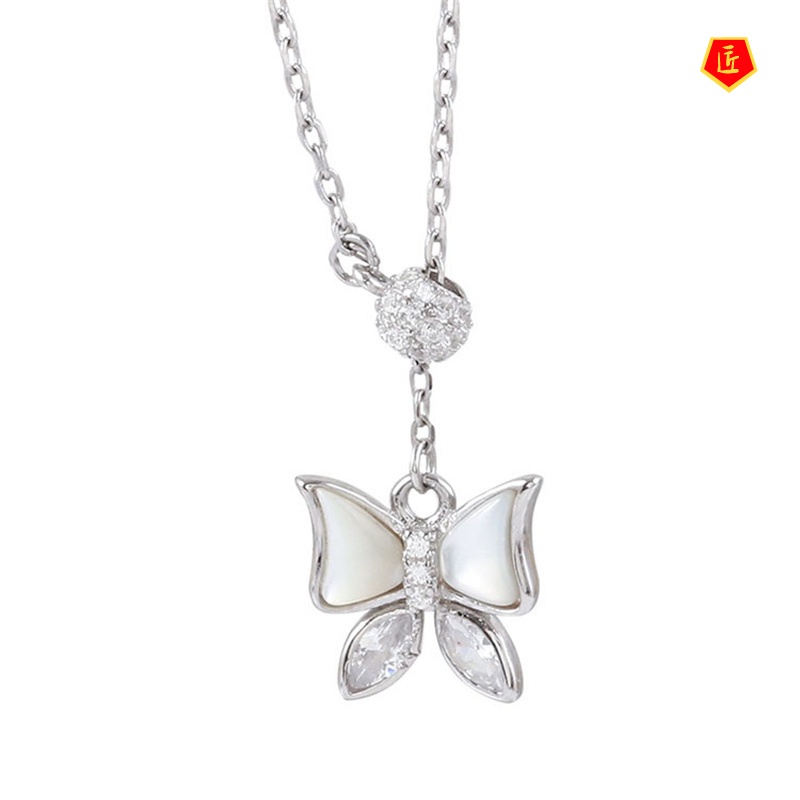 [Ready Stock]2021 New 925 Silver Fritillary Butterfly Necklace Elegant Light Luxury