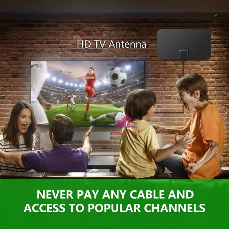 Antena Tv Digital Indoor Penguat Sinyal DVB-T2 4K Kabel 3 Meter