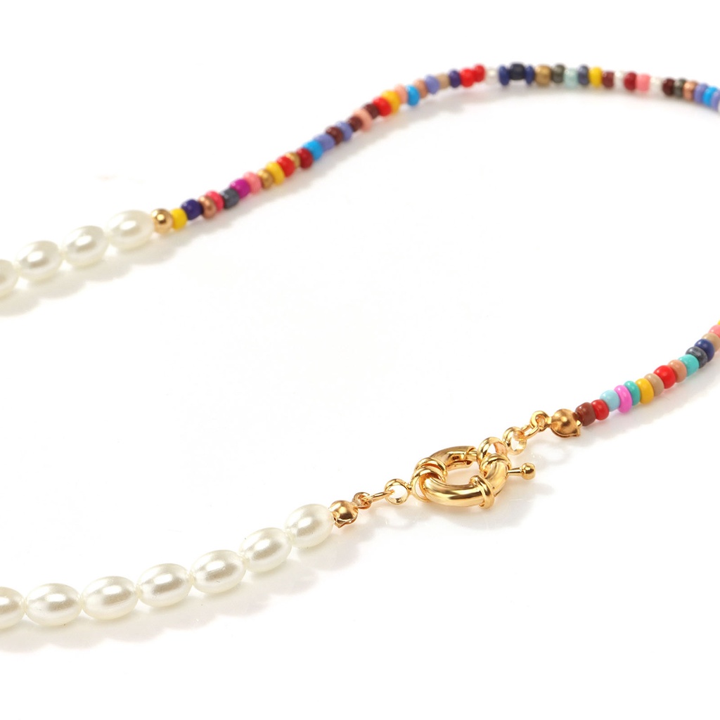 Hu Hu Hu Hu Hu Alat Bantu Pasang Kacamata♡ Kalung Choker Manik-Manik Mutiara Imitasi Handmade Warna-Warni Gaya Bohemian Untuk Wanita