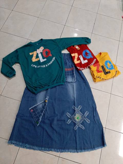 Setelan rok jeans anak