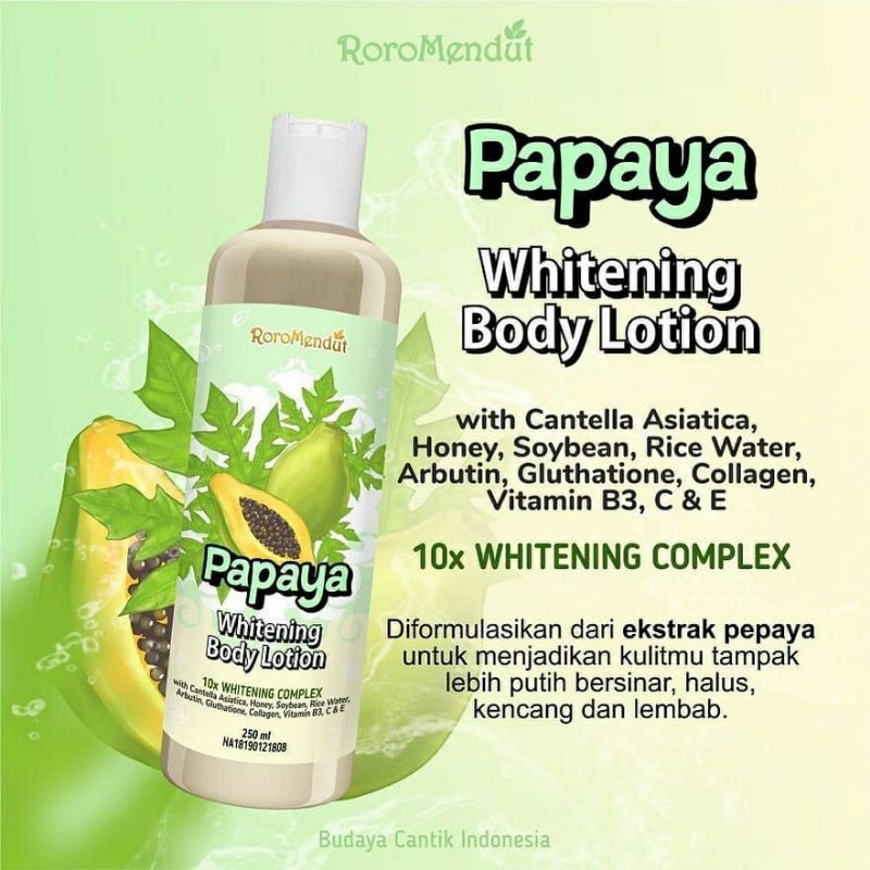Lotion Pepaya Roro Mendut / Lotion Papaya Roro Mendut / Whitening Lotion Roro Mendut