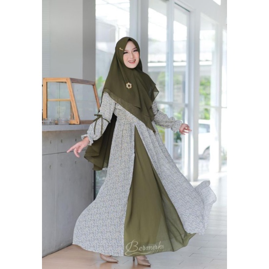 Ori Bermerk set gamis syar'i gamis + hijab model kekinian (HARGA PROMO)