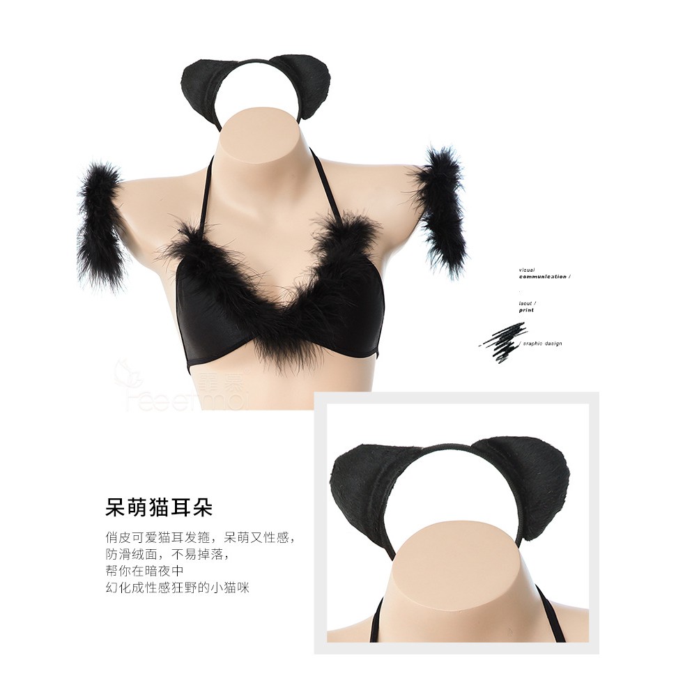 LI-28 nekomimi black cat kucing sexy lingerie baju tidur wanita seksi cosplay