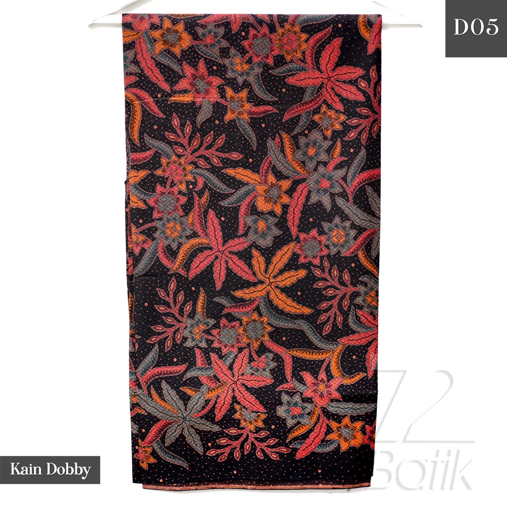 KAIN BATIK PREMIUM Bahan Dobby Motif Kembang Alas Warna Hitam Orange 728172 Cap 72 Jarik Jarit Samping Kebat Panjang Batik Dobby Modern Premium Bahan Seragam Batik Pernikahan Kantor Keluarga Murah Kamen Jadi Batik Bali Lembaran