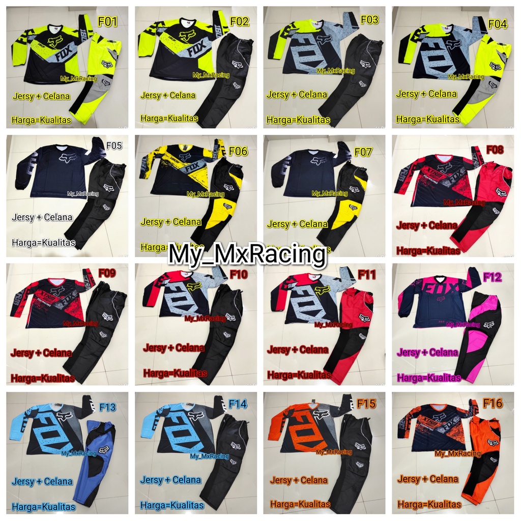 jersy cross trail baju offroad printing satu set jersey kualitas premium celana cross dan baju