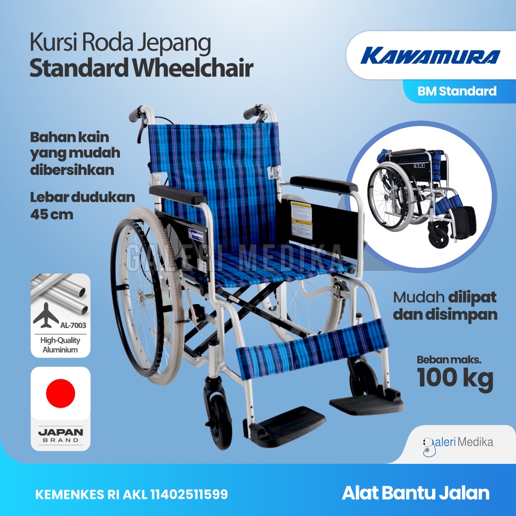 Kawamura Type BM Standard Kursi Roda Jepang Bahan Aluminium