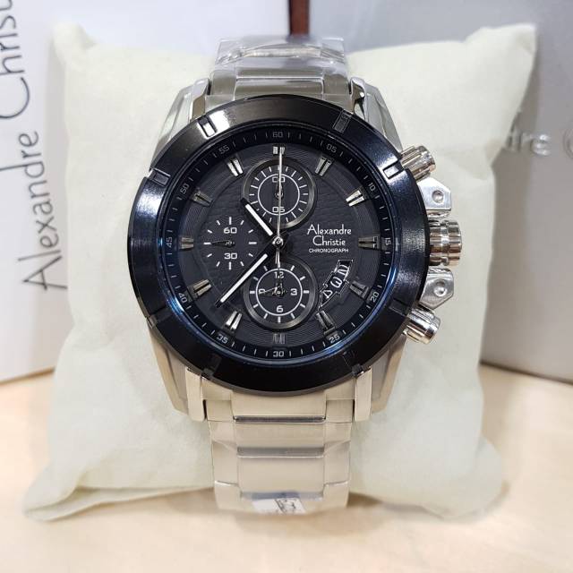 Alexandre Christie 6226 Silver Black Dial Original Garansi Resmi