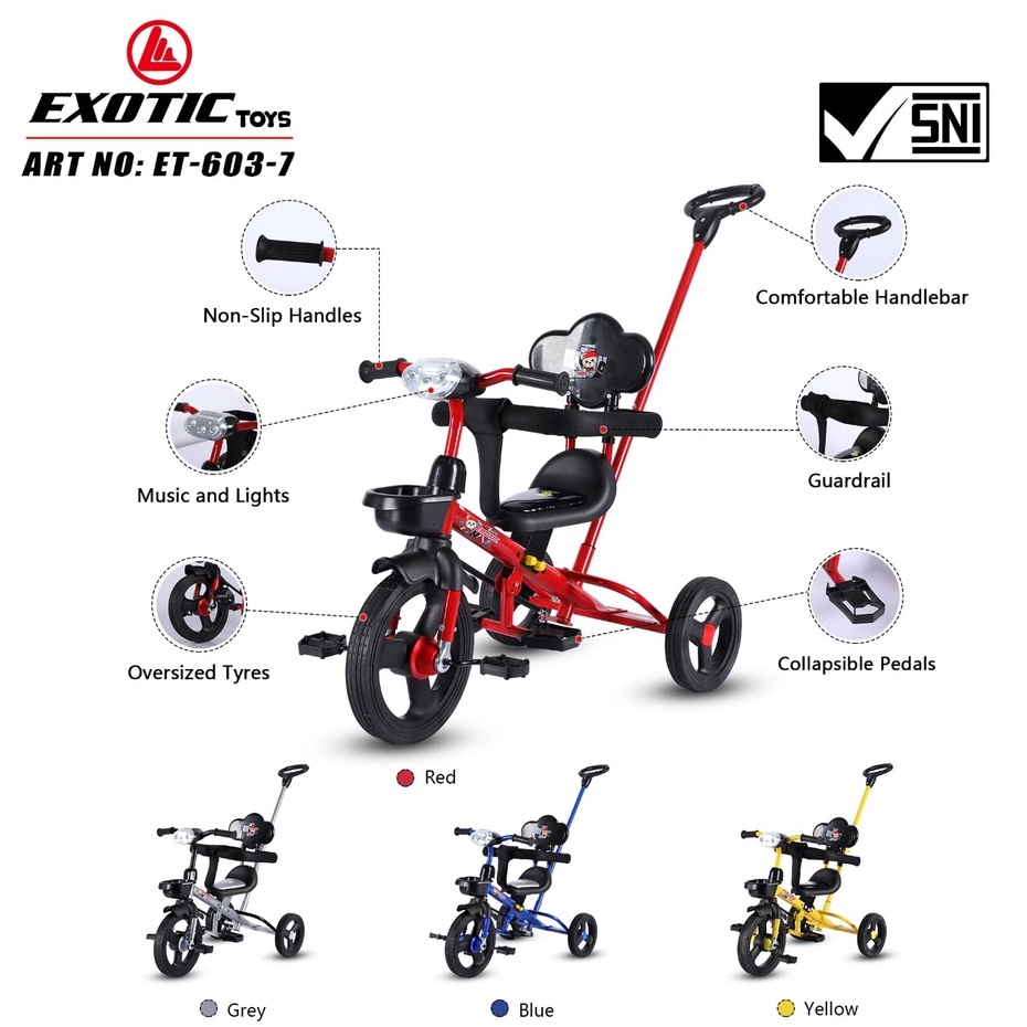 Tricycle Exotic ET 603-7-8 ET 603-7 Kereta Dorong Anak Bayi Dorongan Anak Bayi Sepeda Anak Roda Tiga 3 ET603-7-8 Pacific ET1265 ET 1265 ET1263 ET 1263 ET1267 ET 1267 ET1268 ET 1268 ET2251 ET 2251 AT7705 AT 7705 AT7702 AT 7702 AT7711 AT 7711 AT7713 AT 7713