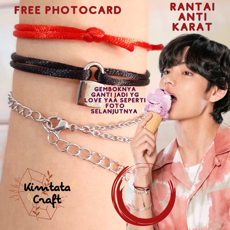Gelang tali Taehyung V BTS / Rantai Stainless Steel /PadLock bracelet