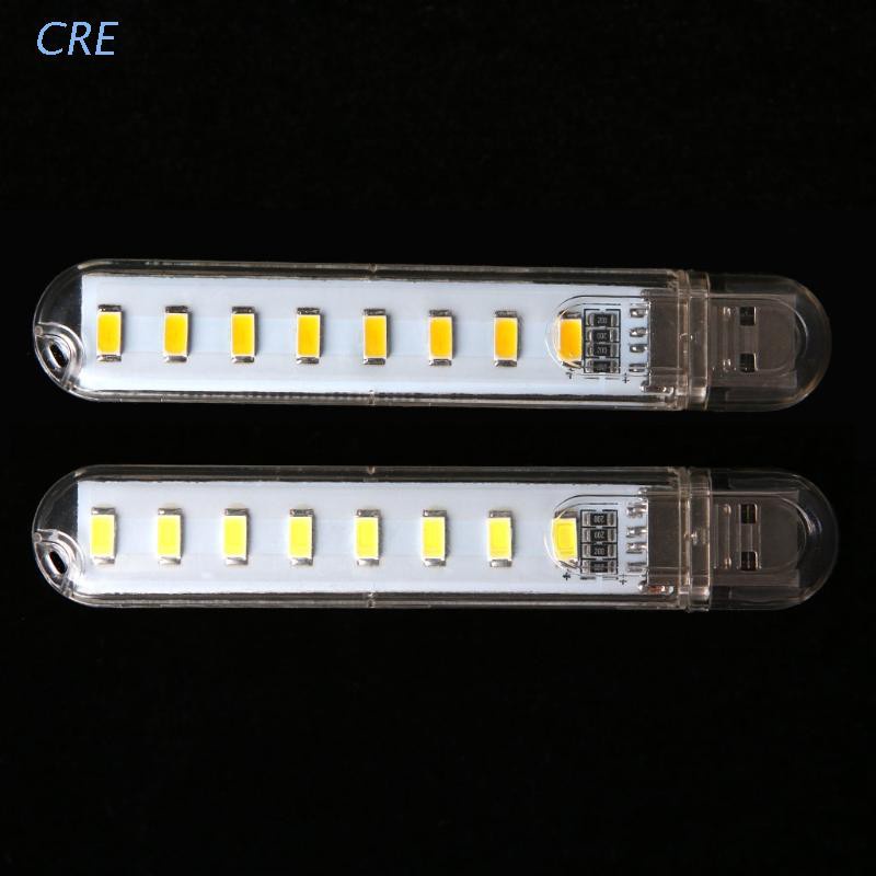 CRE  Mini Mobile Power USB LED Lamp DC5V 8 LED Computer Portable USB Gadget Lighting