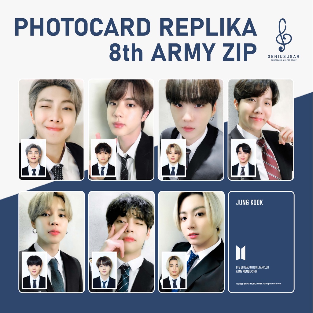 [BTS 8TH ARMY ZIP] PHOTOCARD UNOFFICIAL REPLIKA ARMY ZIP ID PHOTO