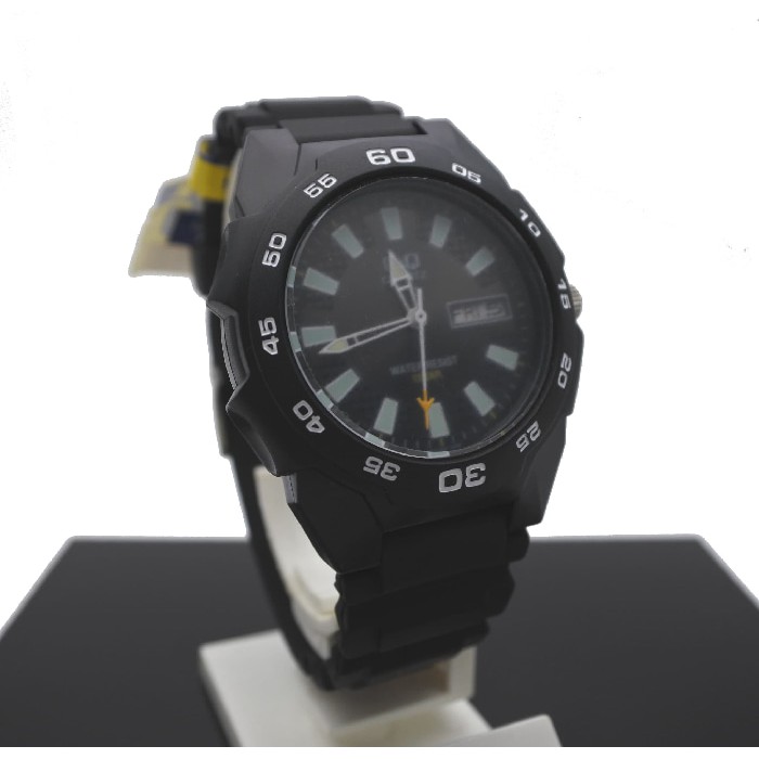 Q&Q QnQ QQ Jam Tangan Karet Hitam A170J001Y Original