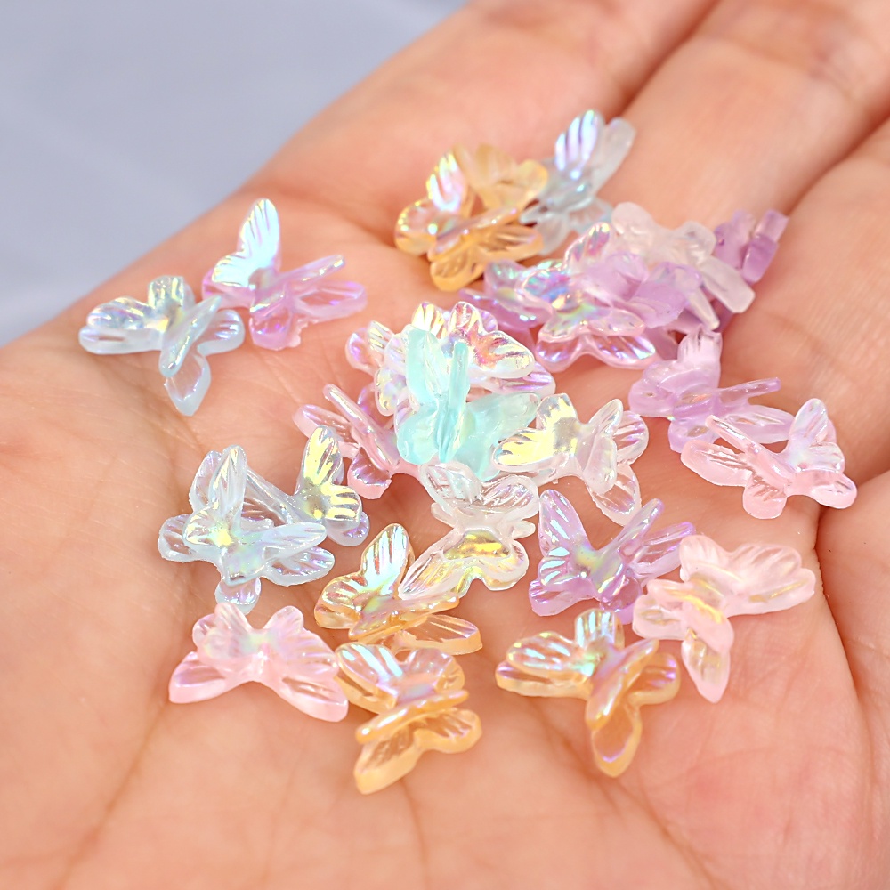 Stiker Kuku Motif Kupu-Kupu 3D Glitter Warna-Warni Bahan Resin Untuk Dekorasi Nail Art Butterfly